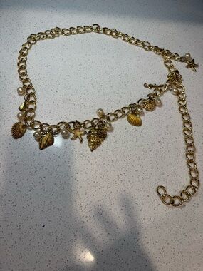 Gold Shell Charm belt with Pearl Accents